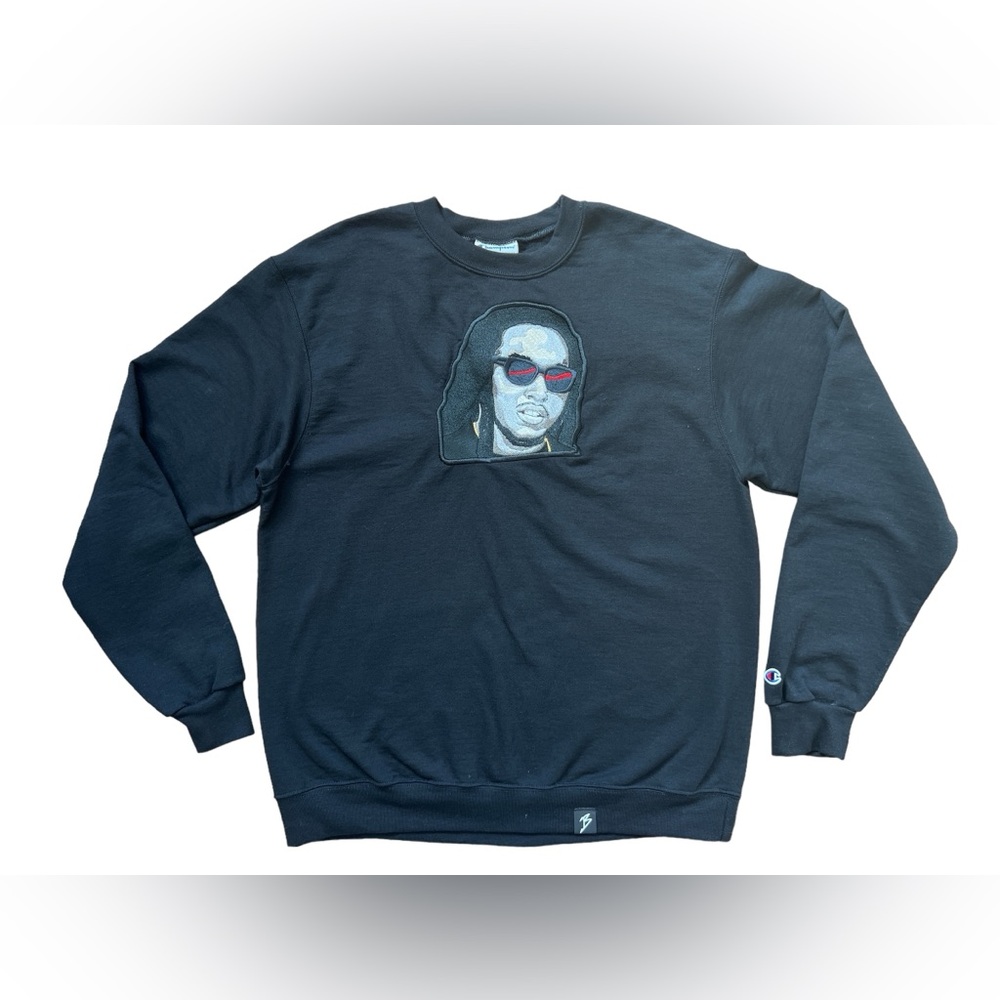 Champion Takeoff Migos Sweater Men’s Size Large Black Embroidered Long Sleeves